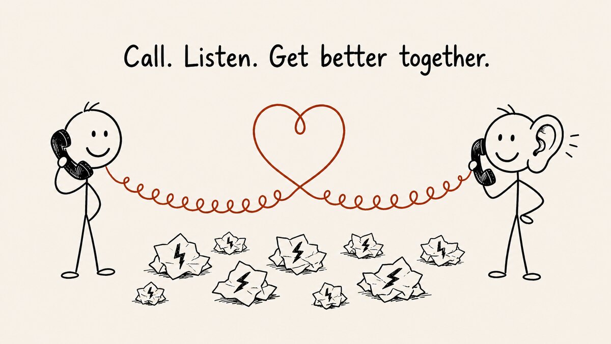 Call. Listen. Improve together · illustration